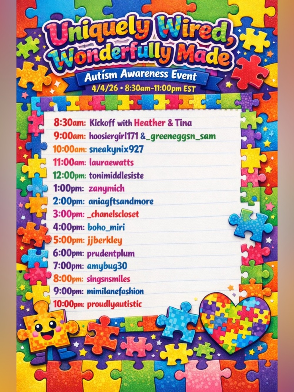4/4/26 Uniquely Wired, Wonderfully Made! An all day Autism Awareness Event! - Picture 2 of 3